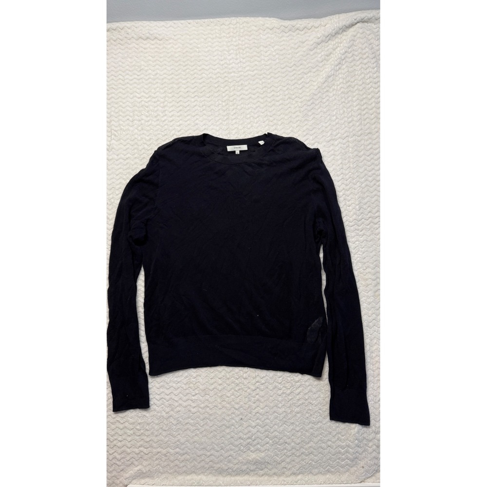 Vince Mens Navy Blue 100% Italian Cotton Crewneck Sweater XL RN106730